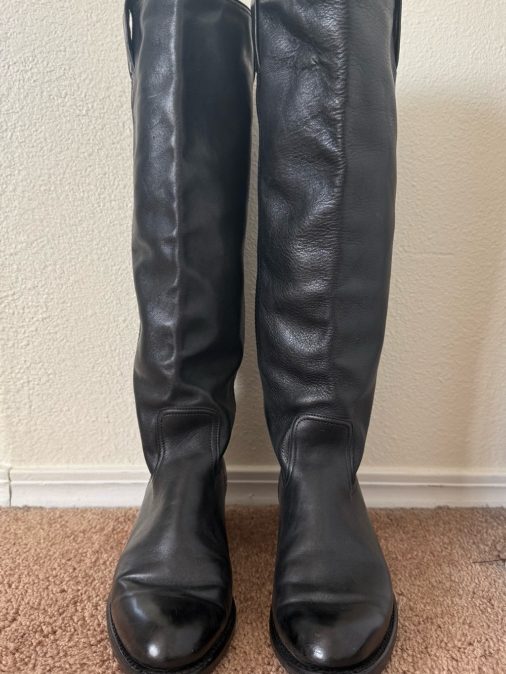 Frye Vintage Black Leather Riding Style Boots Under the Knee Size 8